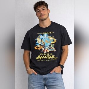 Avatar The Last Airbender Nickelodeon Graphic T-Shirt Black Anime Tee Size L